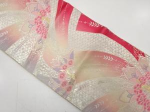 アンティーク　孔雀に花更紗模様織り出し袋帯（材料）